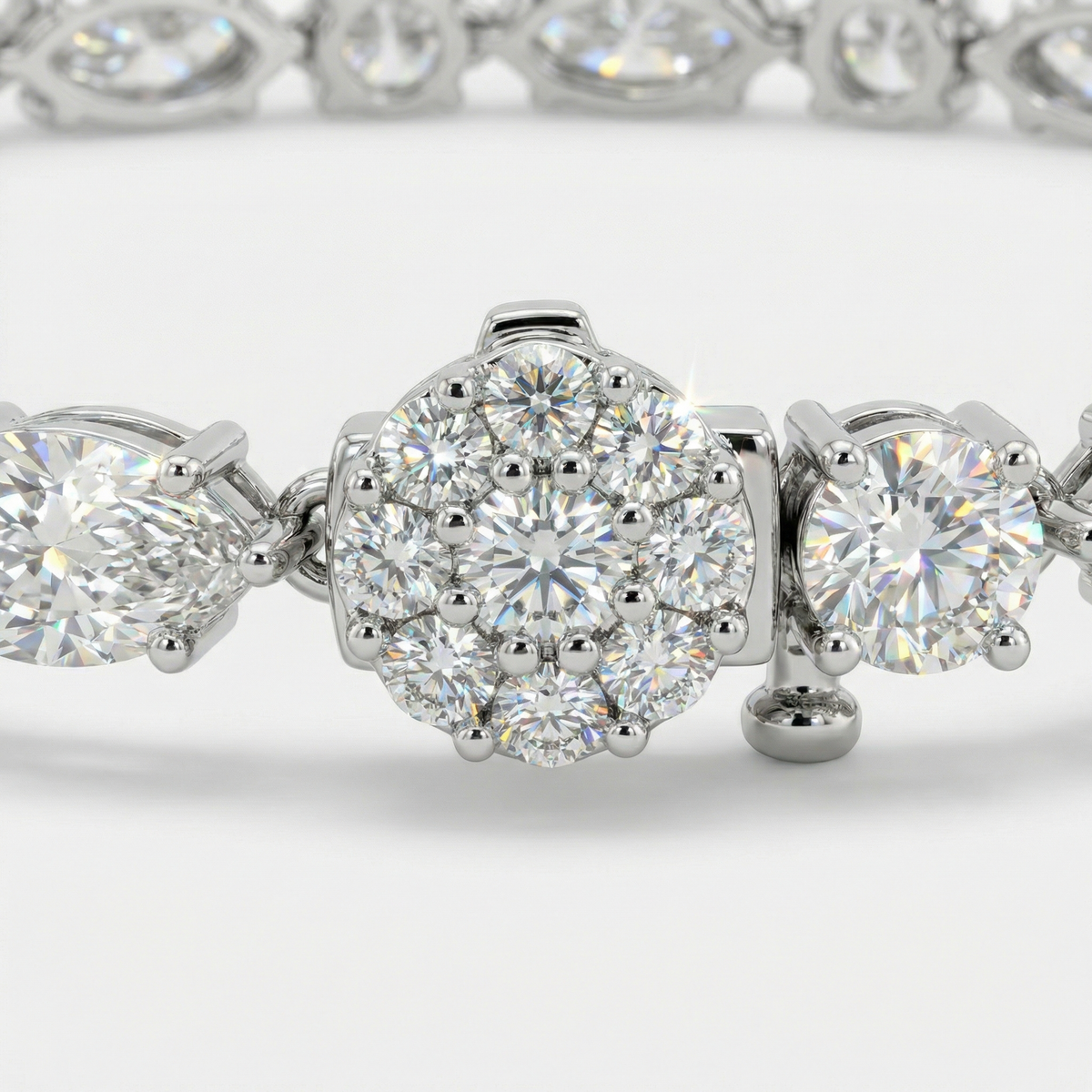 Oval-Cut Diamond Tennis Bracelet in White Gold