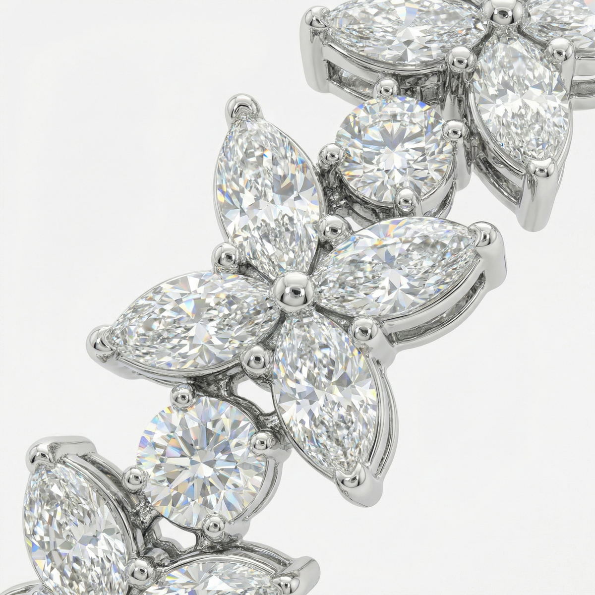White Gold Marquise Pear Tennis Bracelet