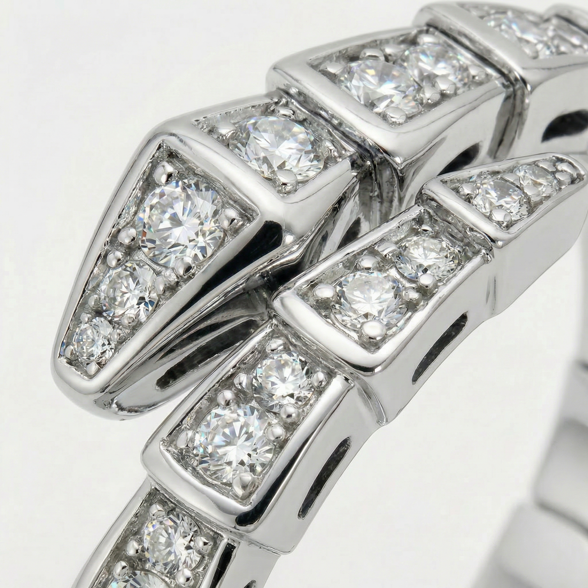 Coil Pave Ring with White Round Stone – on White Gold
