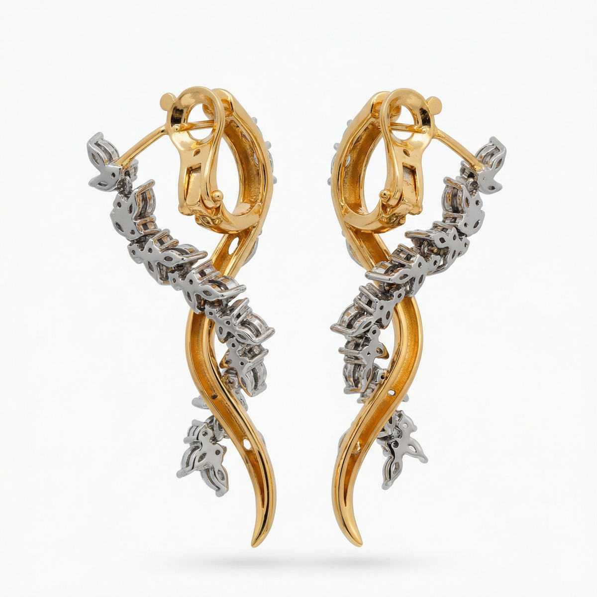Ivy Earrings with White Marquise Stone – on Yellow Gold