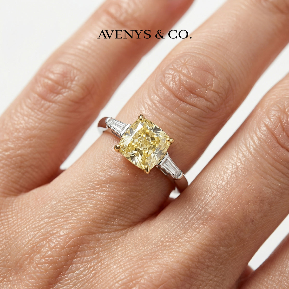 Princess Trilogy Ring with Yellow Princess Stone – on White Gold