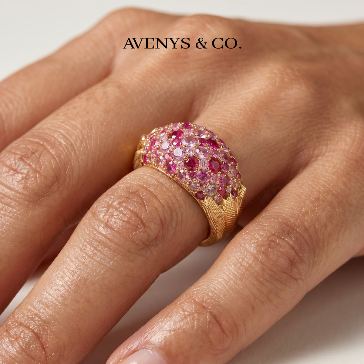 Candy Ring with Pink Round Stone – on Yellow Gold