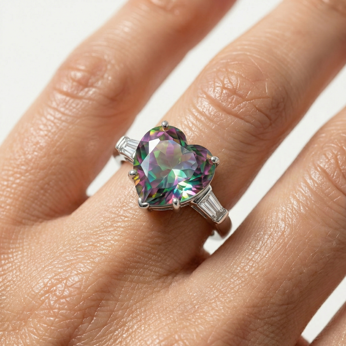Love Heart Trilogy with Alexandrite Heart Stone – on White Gold