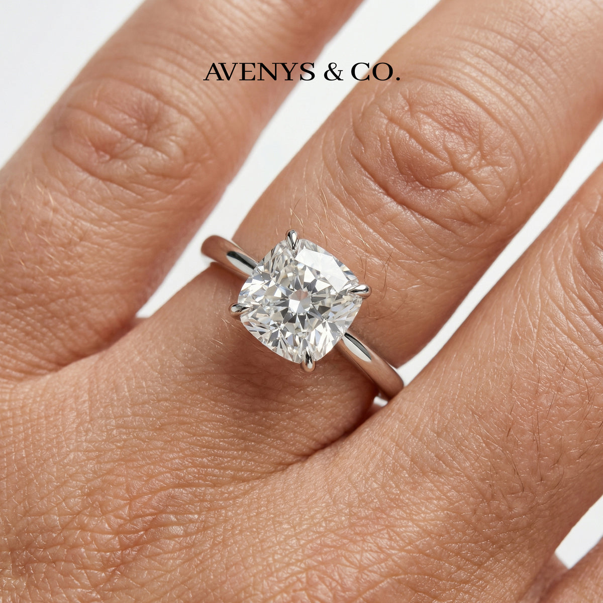 Princess Square Ring with White Princess Stone – on White Gold