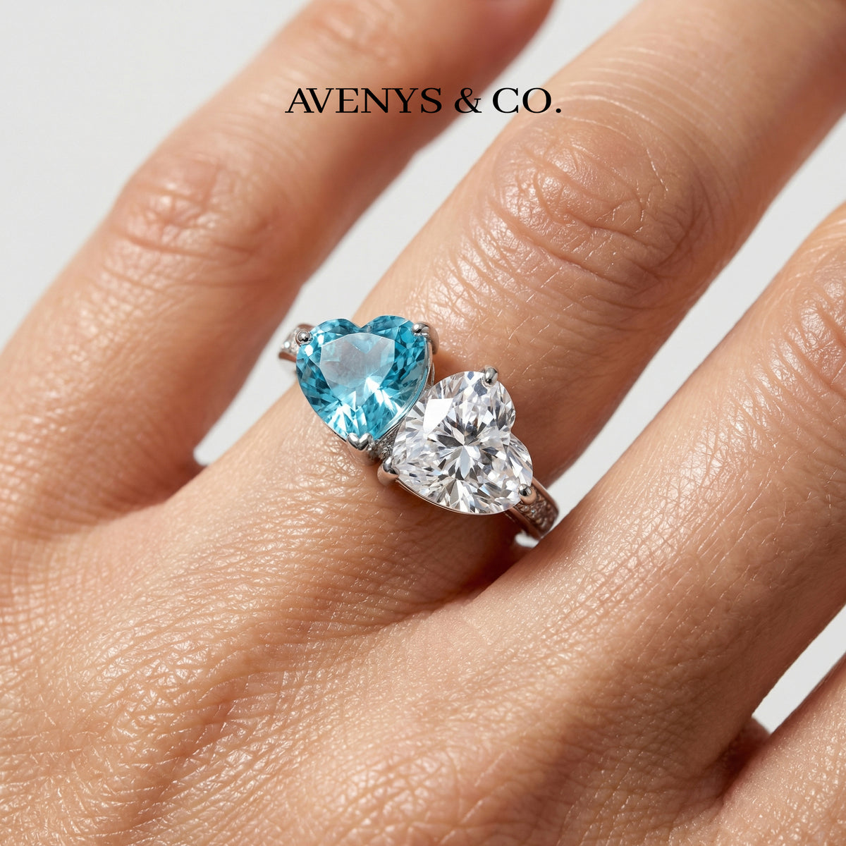 Love Et Toi with Blue Heart Stone – on White Gold