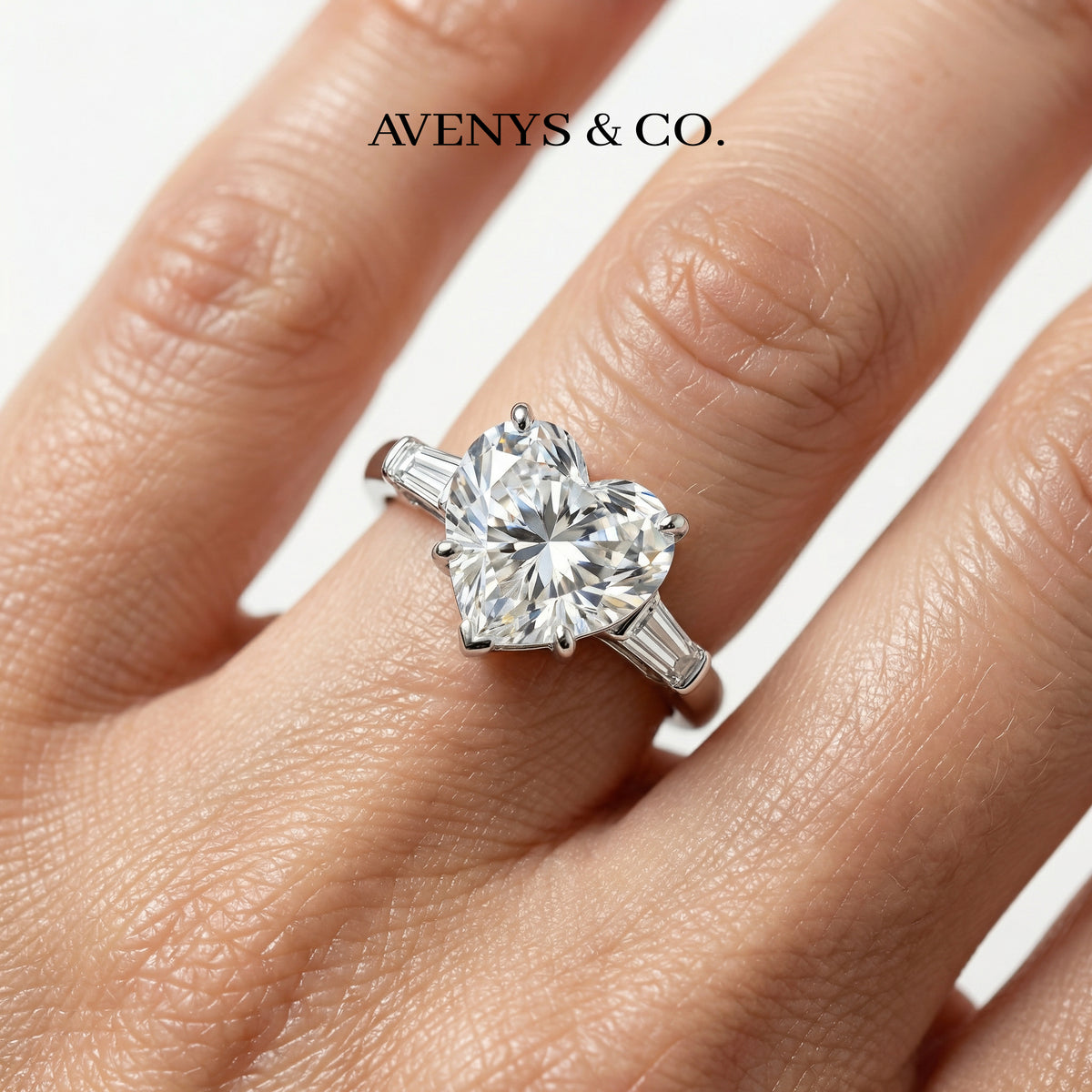 Love Heart Trilogy with White Heart Stone – on White Gold