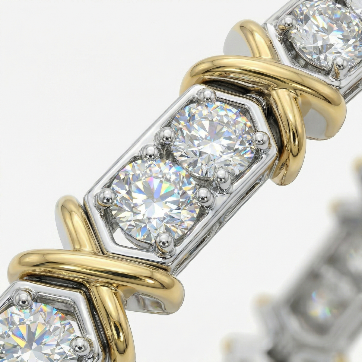 X16 Silver and Yellow Gold Diamond Tennis Bracelet