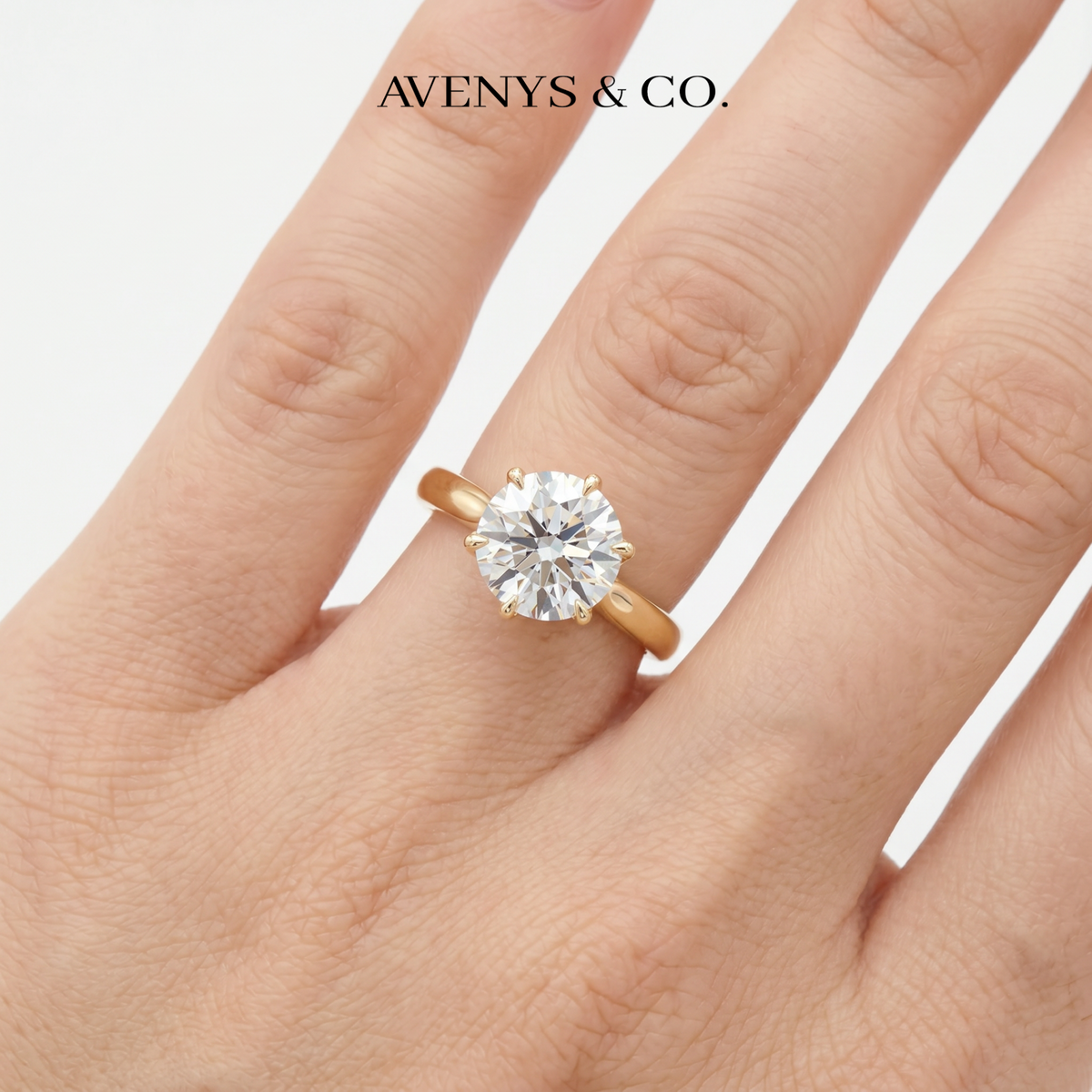 Avenys Reserve™ Floral Ring – 2.4ct Heart & Arrows Round Lab Grown IGI Certified Diamond in 18K White Gold