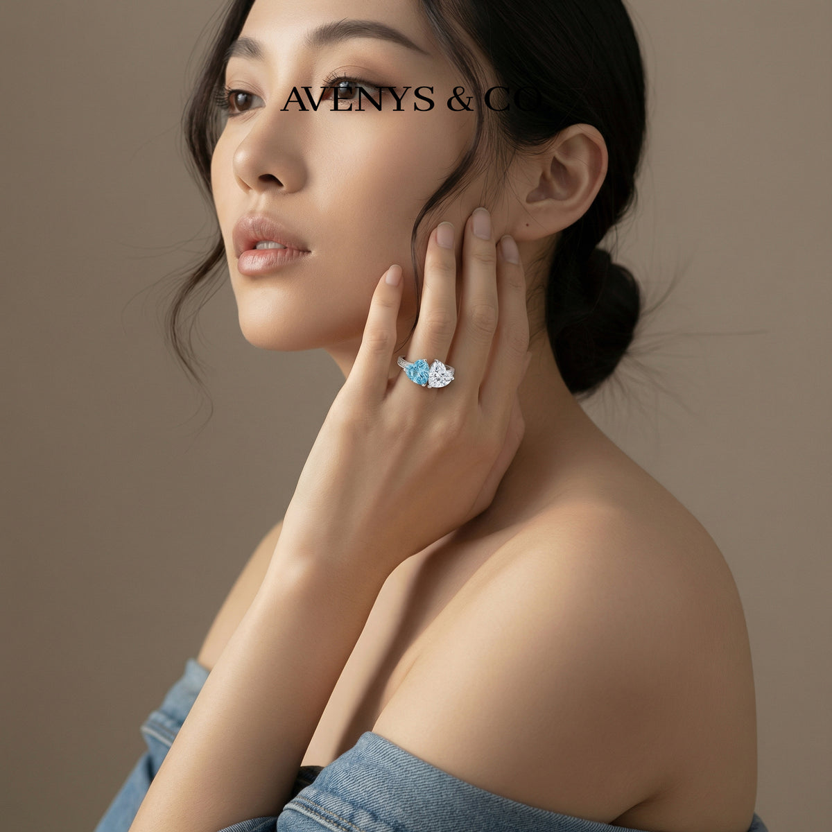 Love Et Toi with Blue Heart Stone – on White Gold