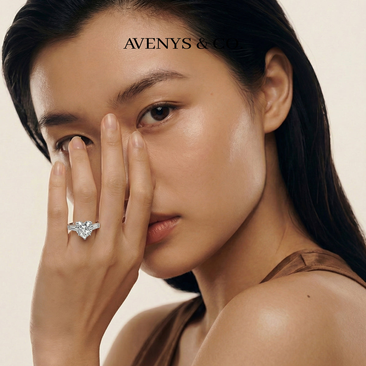 Love Heart Trilogy with White Heart Stone – on White Gold