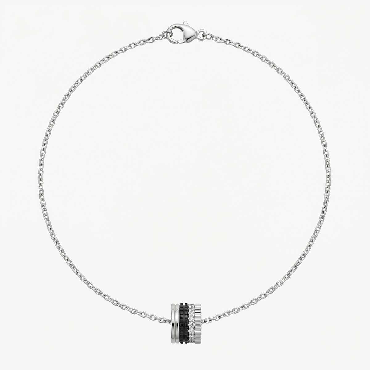 Quatre Necklace with White Round Stone – on White Gold
