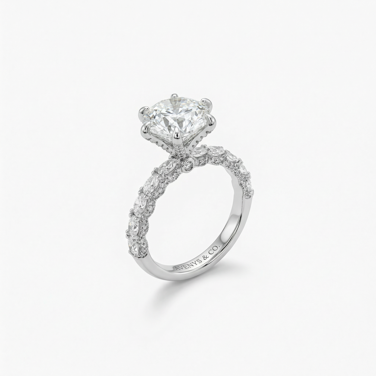 Startdust 6ct Solitaire Ring with White Round Stone – on White Gold