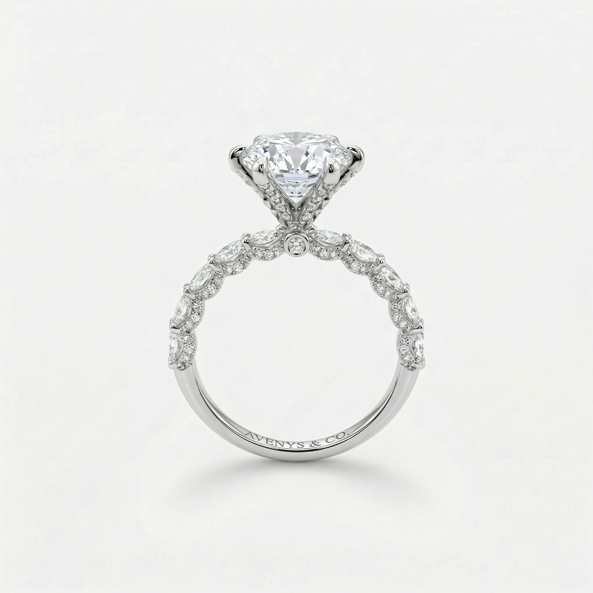 Startdust 6ct Solitaire Ring with White Round Stone – on White Gold