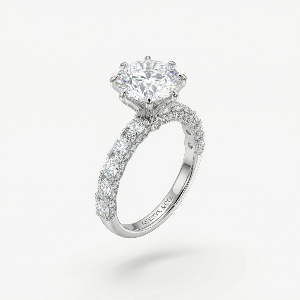 Startdust 6ct Solitaire Ring with White Round Stone – on White Gold