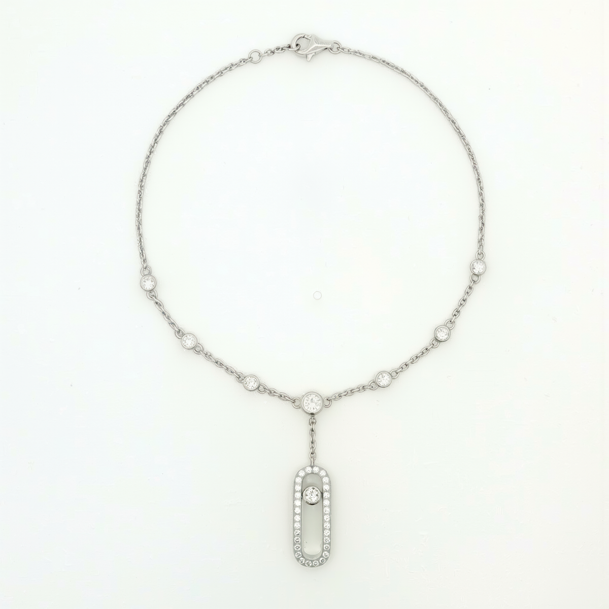 Elegant White Gold Finish Diamond Pendant Necklace