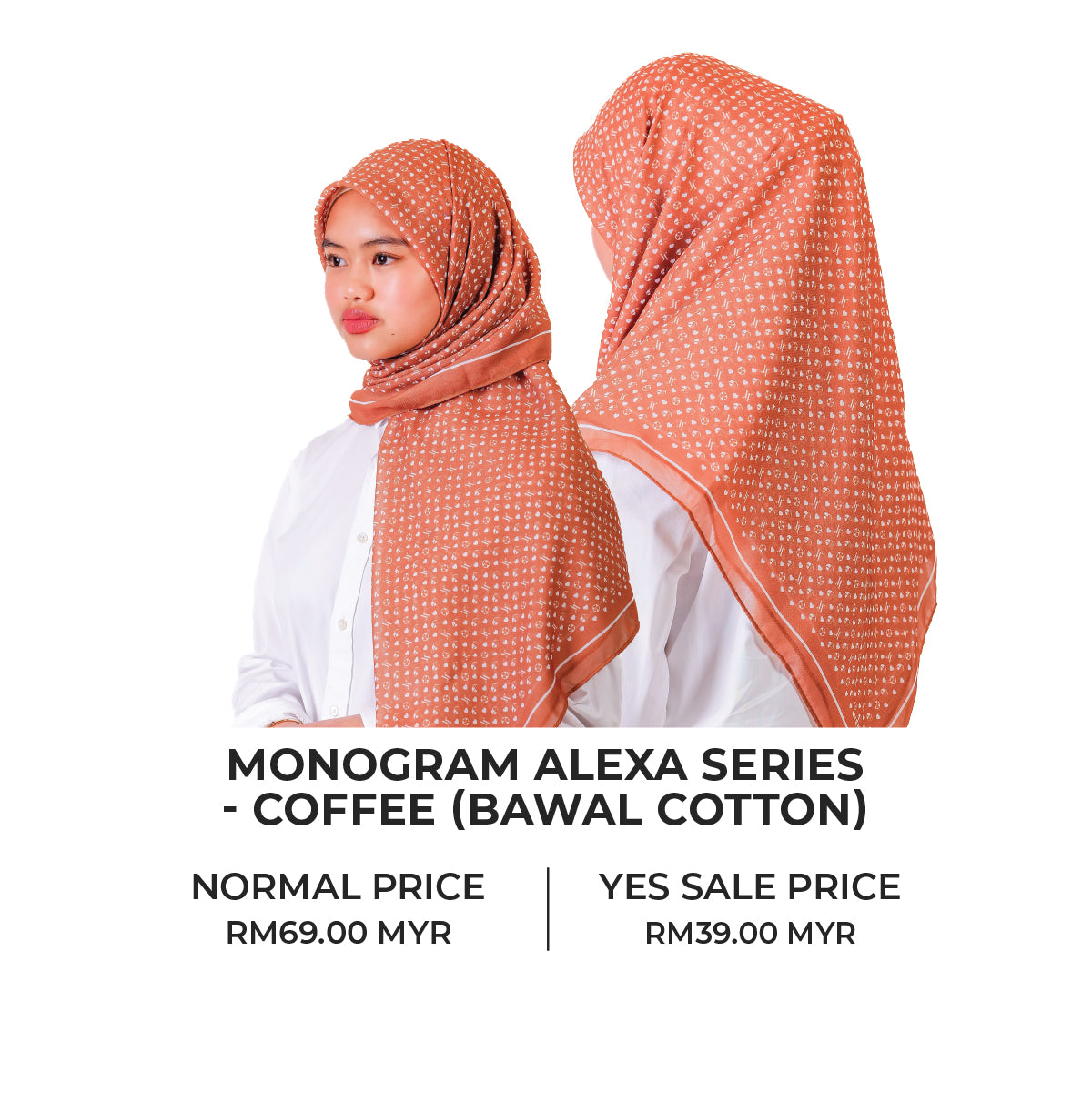 Monogram Alexa Series -  Coffee (Bawal Cotton)