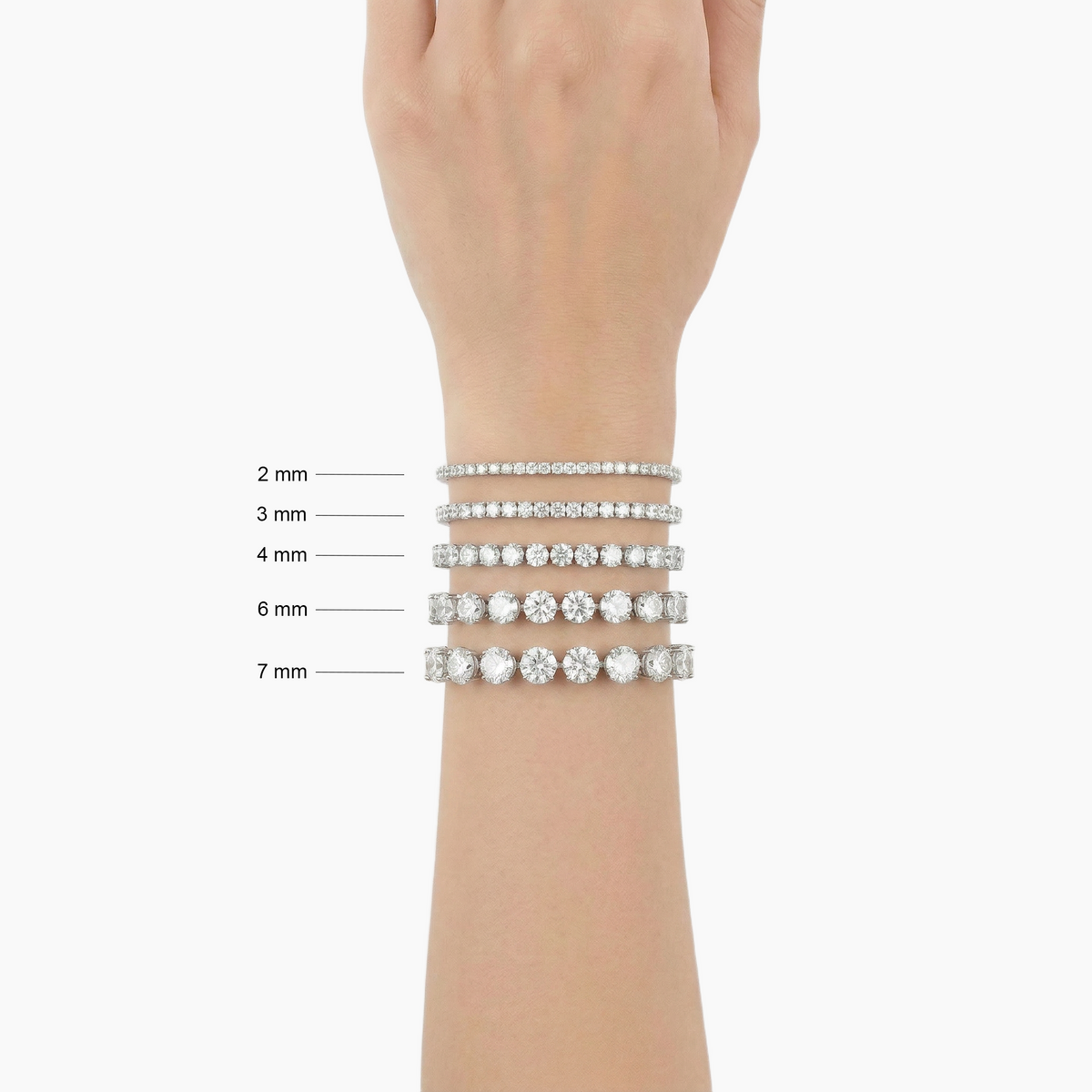 Signature Tennis Bracelet (7mm) with White Round Stone – on White Gold