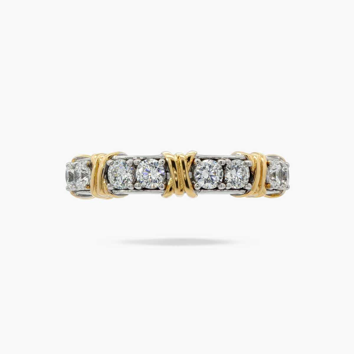AV Signature Womens Ring with White Round Stone – on White Gold