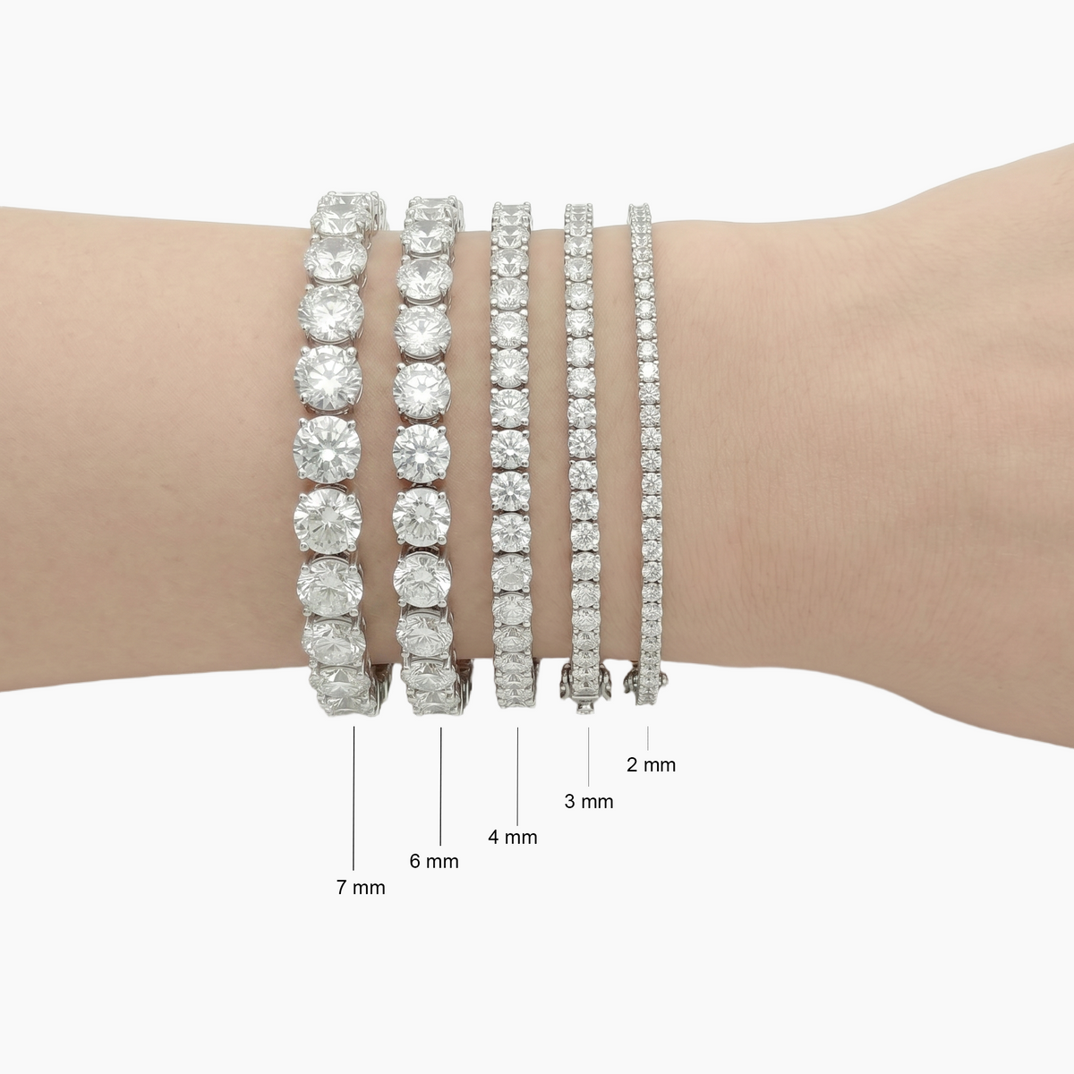 Statement Tennis Bracelet (6mm) with White Round Stone – on White Gold