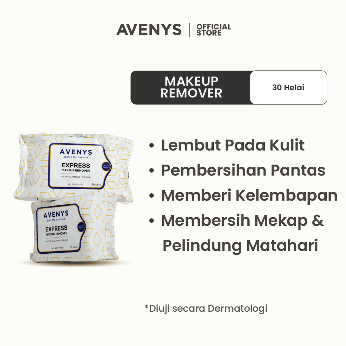 AVENYS Express Makeup Remover Wipes