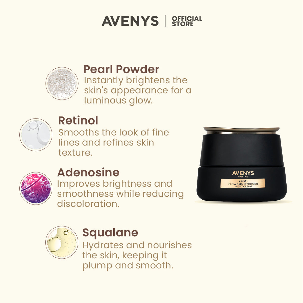 AVENYS Prestige YUME Glow Bright Booster Night Cream