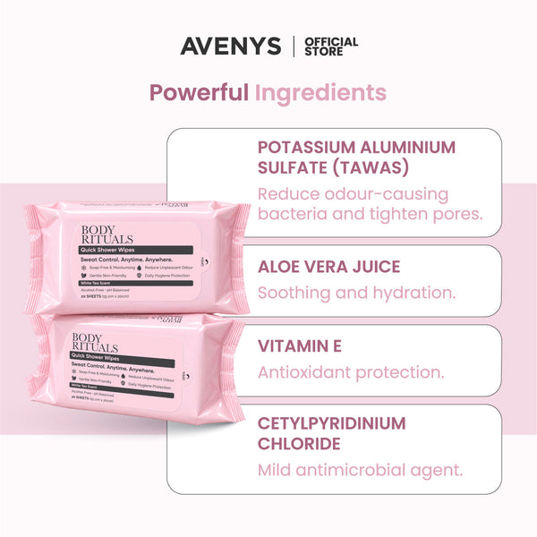 BODY RITUALS Quick Shower Wipes product information