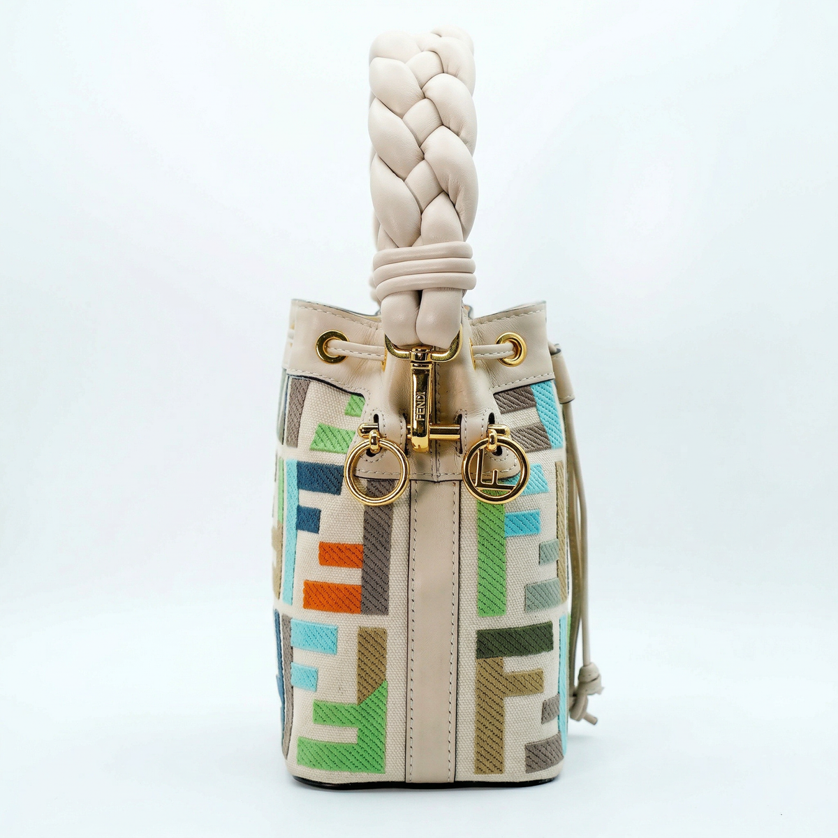 Fendi Mini Mon Tresor – Multicolor FF Embroidered Canvas
