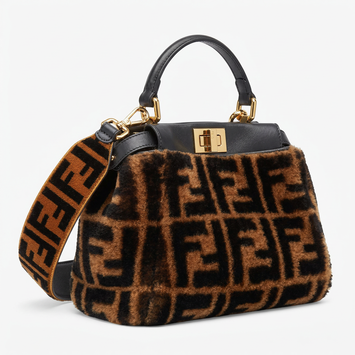 Fendi Peekaboo Iconic Mini – FF Shearling Motif