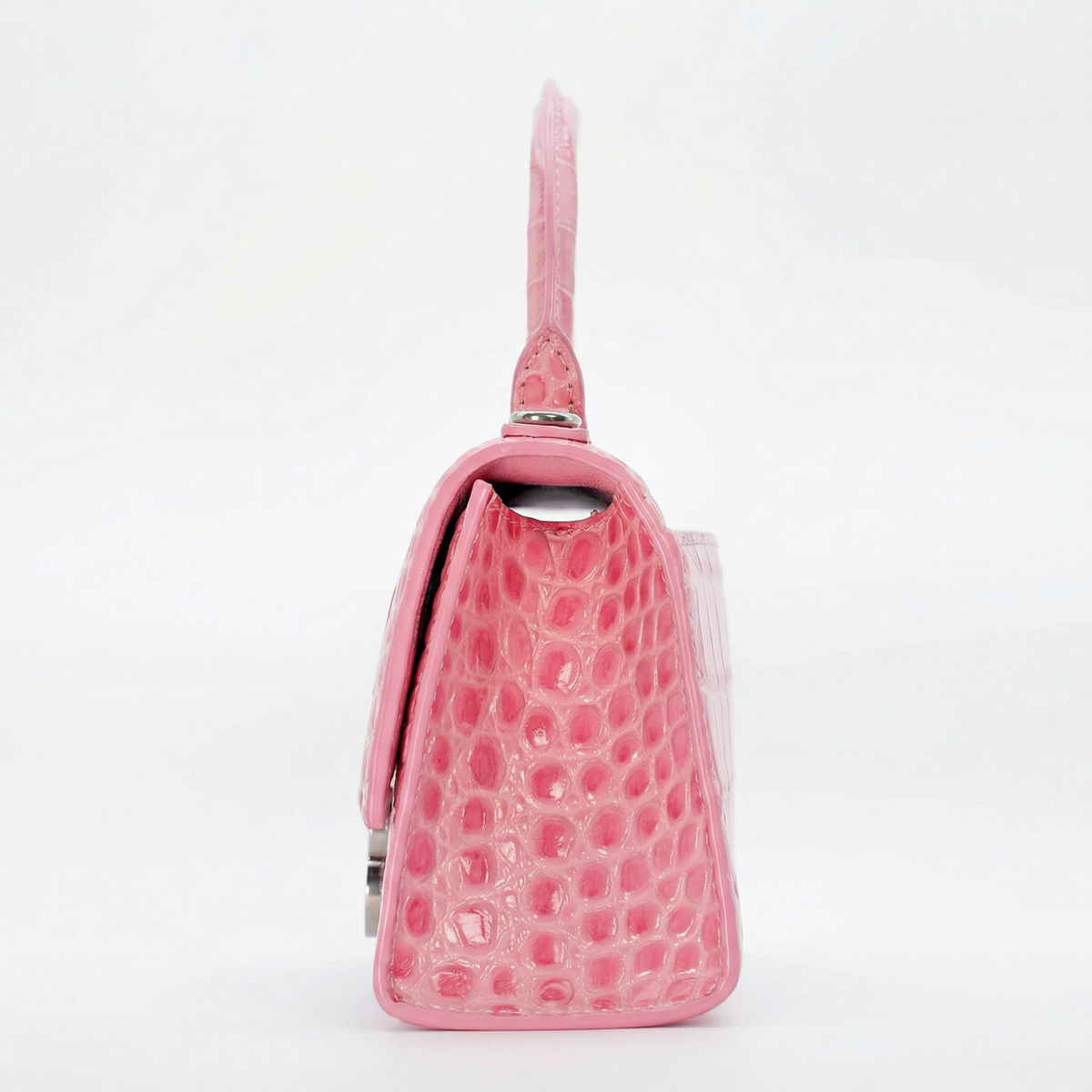 Balenciaga Hourglass Top Handle Bag – Croc-Embossed Calfskin
