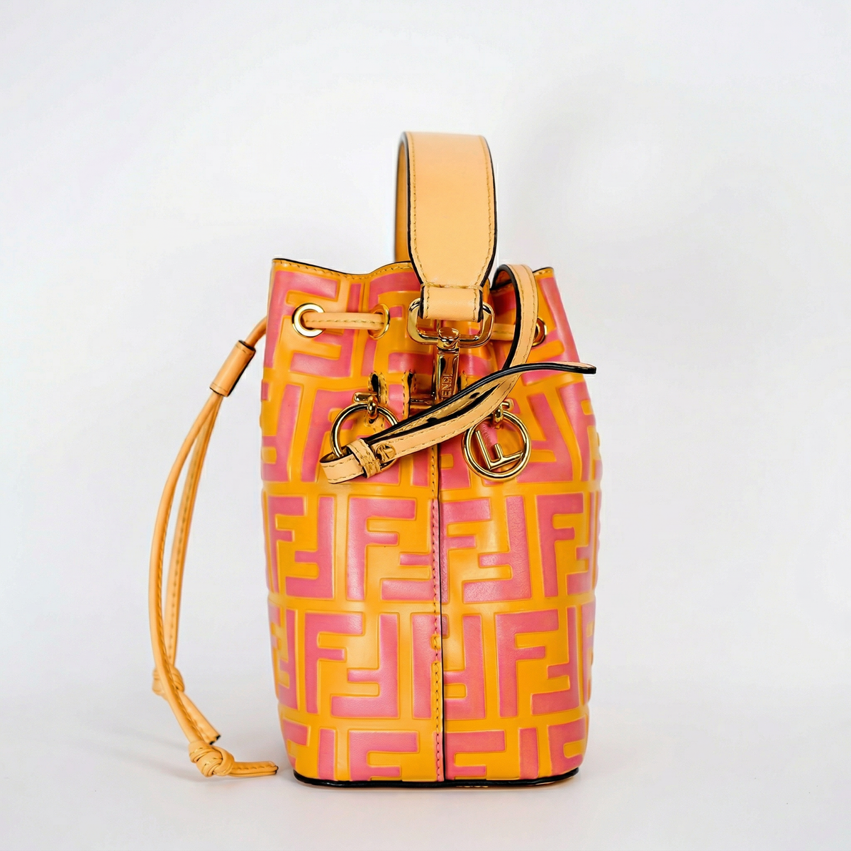 Fendi Mini Mon Tresor – Orange Hand-Painted FF Embossed Leather