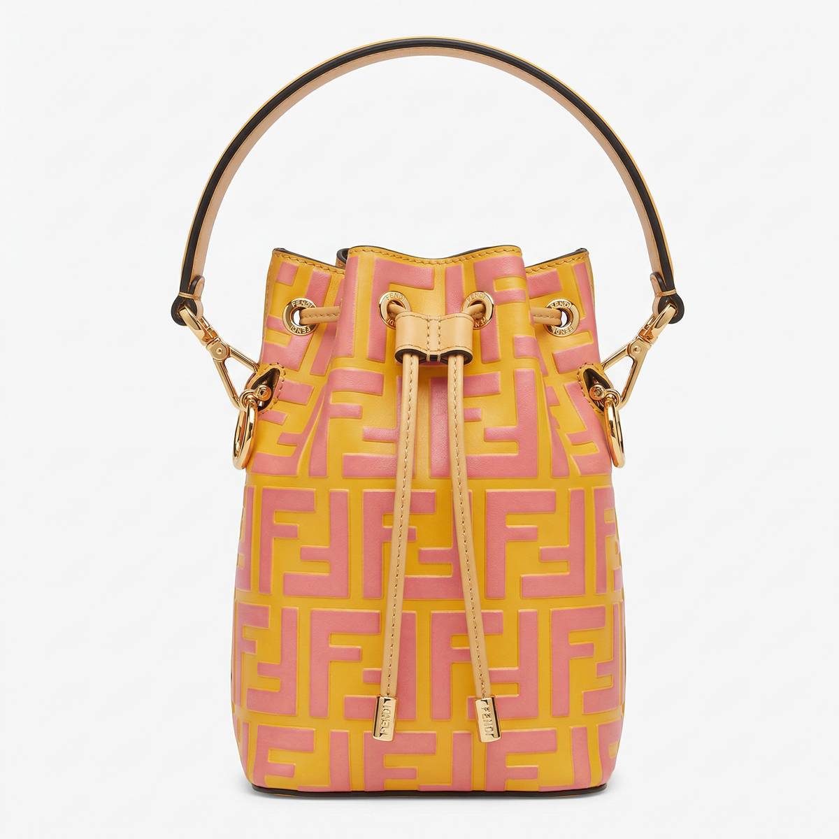 Fendi Mini Mon Tresor – Orange Hand-Painted FF Embossed Leather