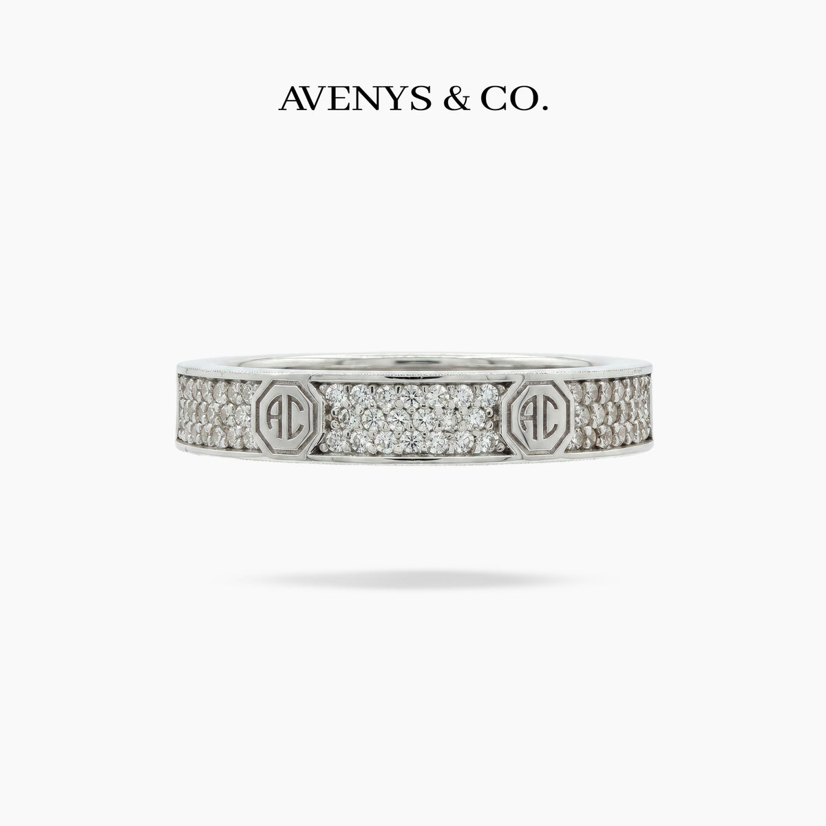 Halo Pave Slim Ring with White Round Stone – on White Gold