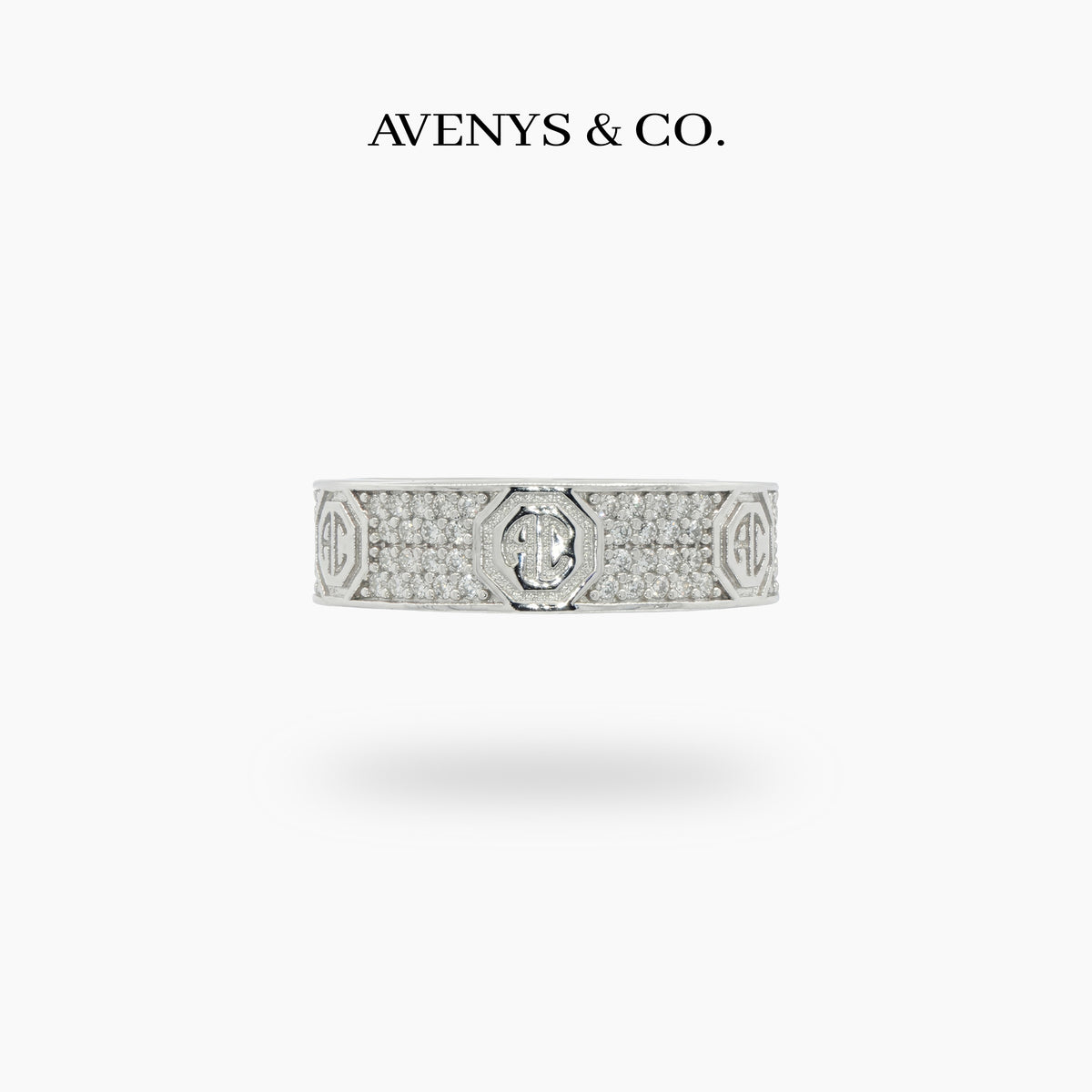 Halo Pave Ring with White Round Stone – on White Gold