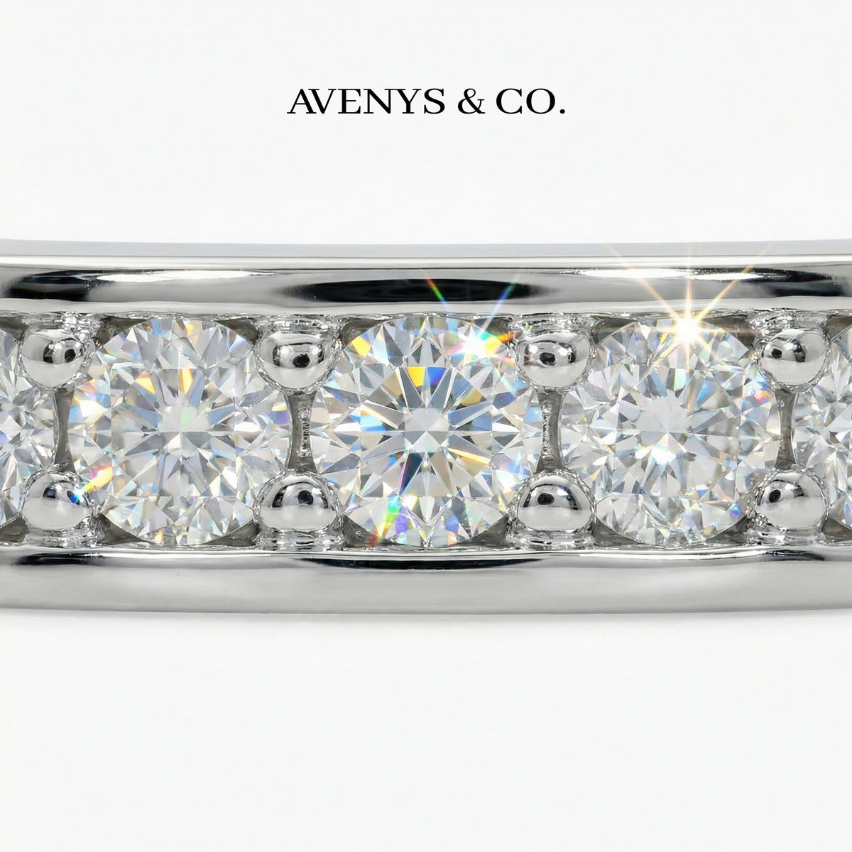 Lock Classic Ring with White Round Stone – on White Gold