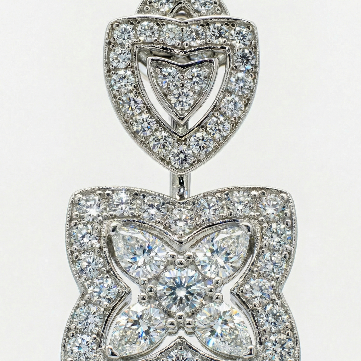 Lotus Earrings with White Round Stone – on Yellow Gold