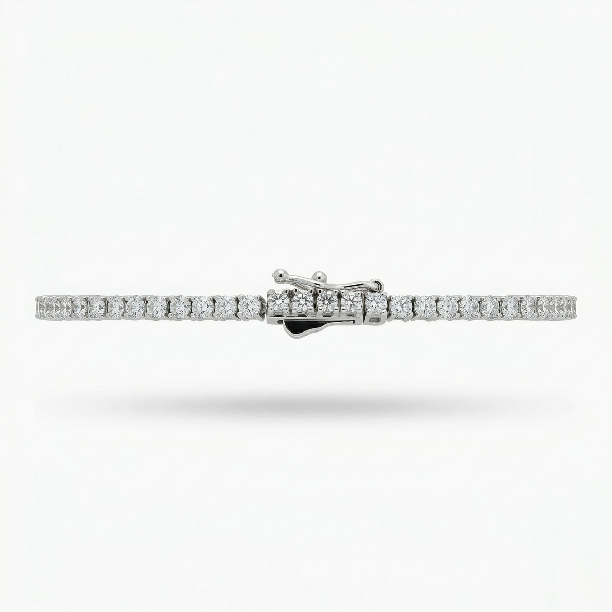 Classic Tennis Bracelet (3mm) with White Round Stone – on White Gold