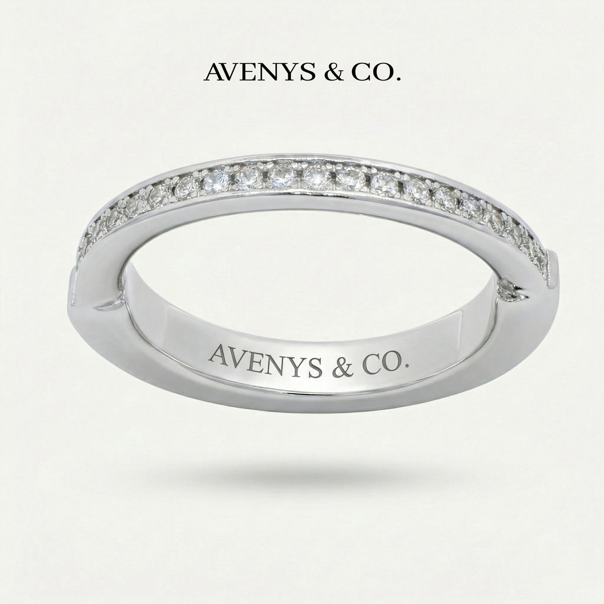 Lock Classic Ring with White Round Stone – on White Gold