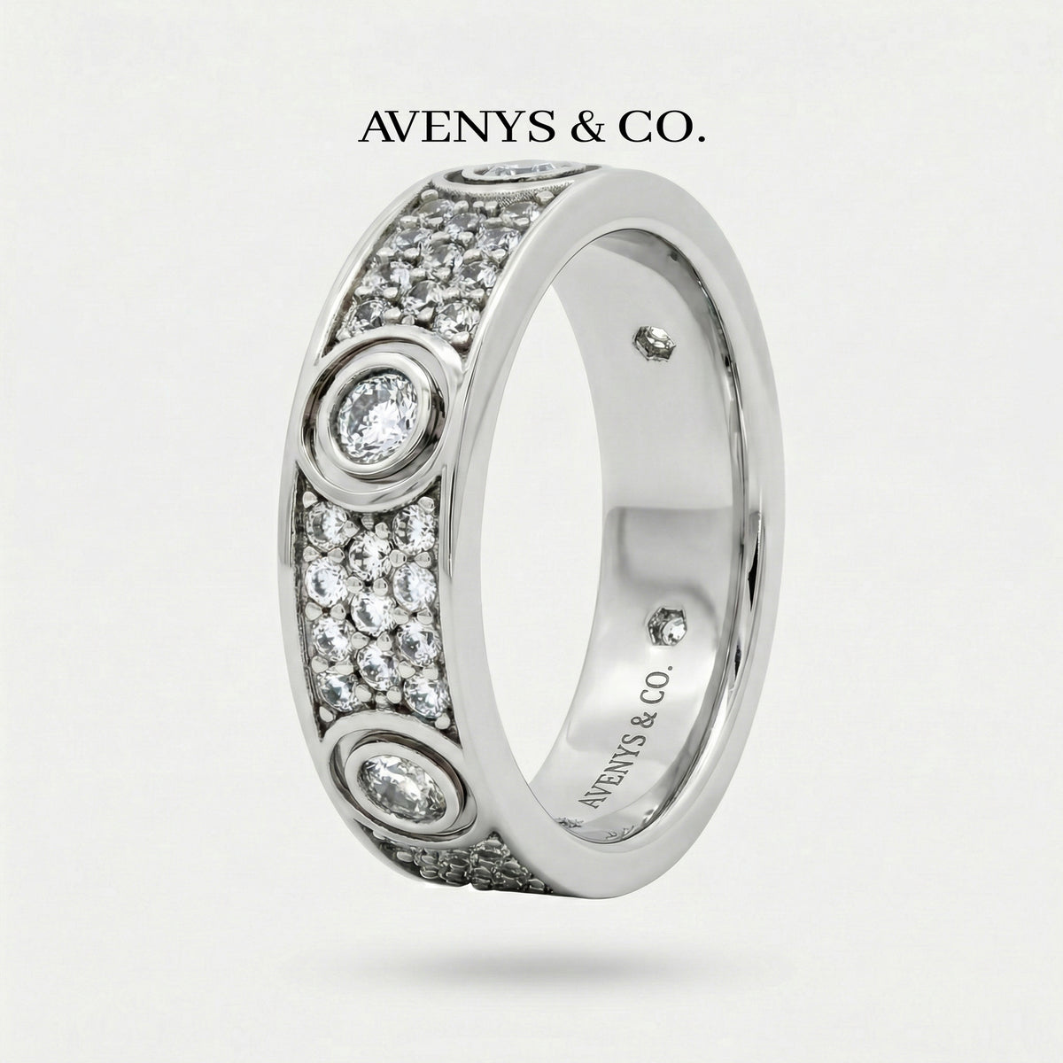 Halo Pave Diamond Ring with White Round Stone – on White Gold