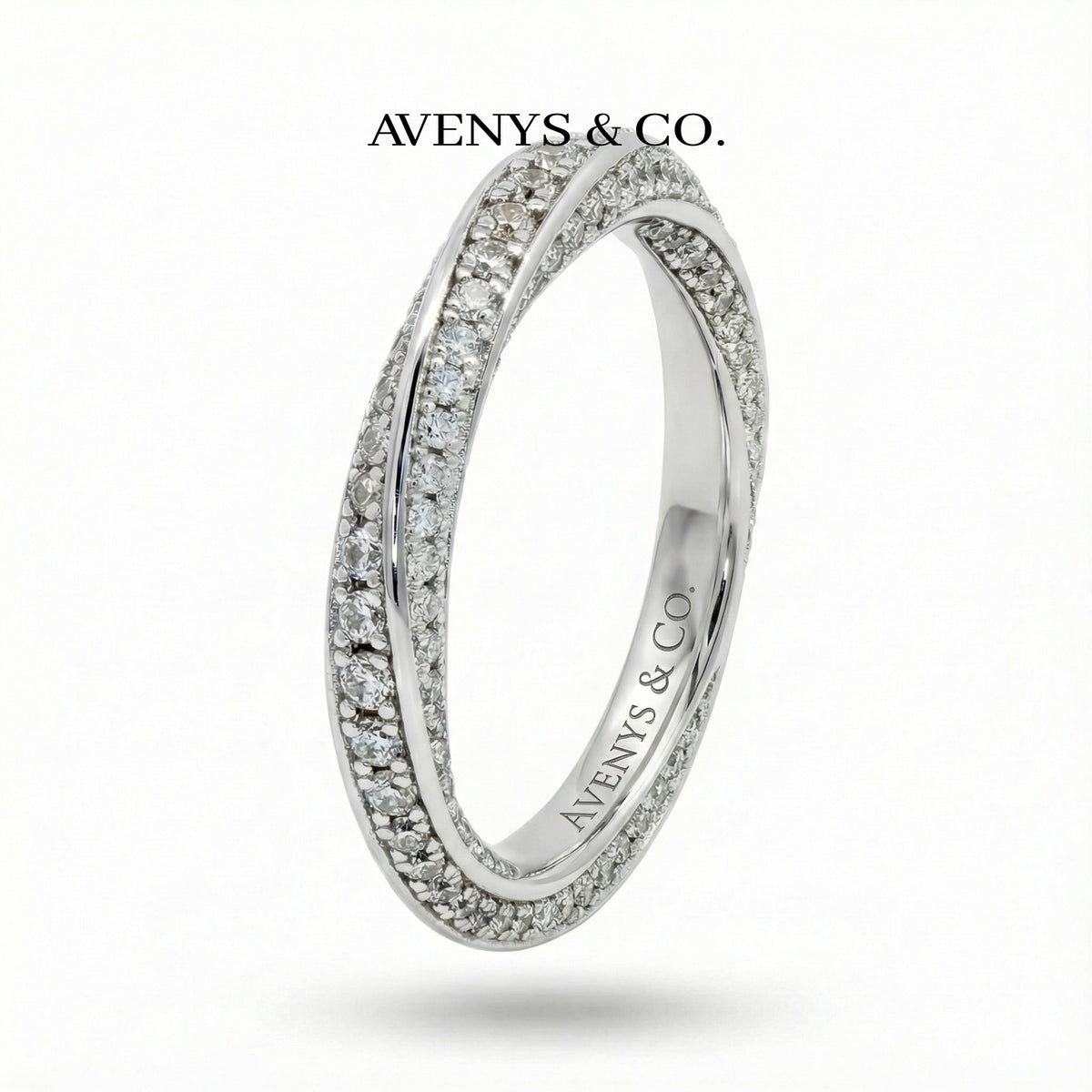 Spiral Ring with White Round Stone – on White Gold