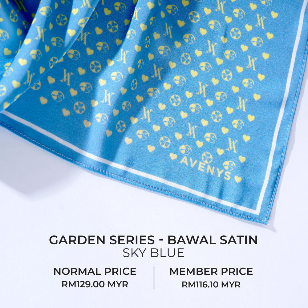 Monogram Garden Series - Sky Blue (Bawal Satin)