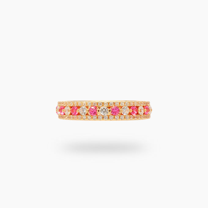 Rose Pave Band with Pink Round Stone – on Rose Gold