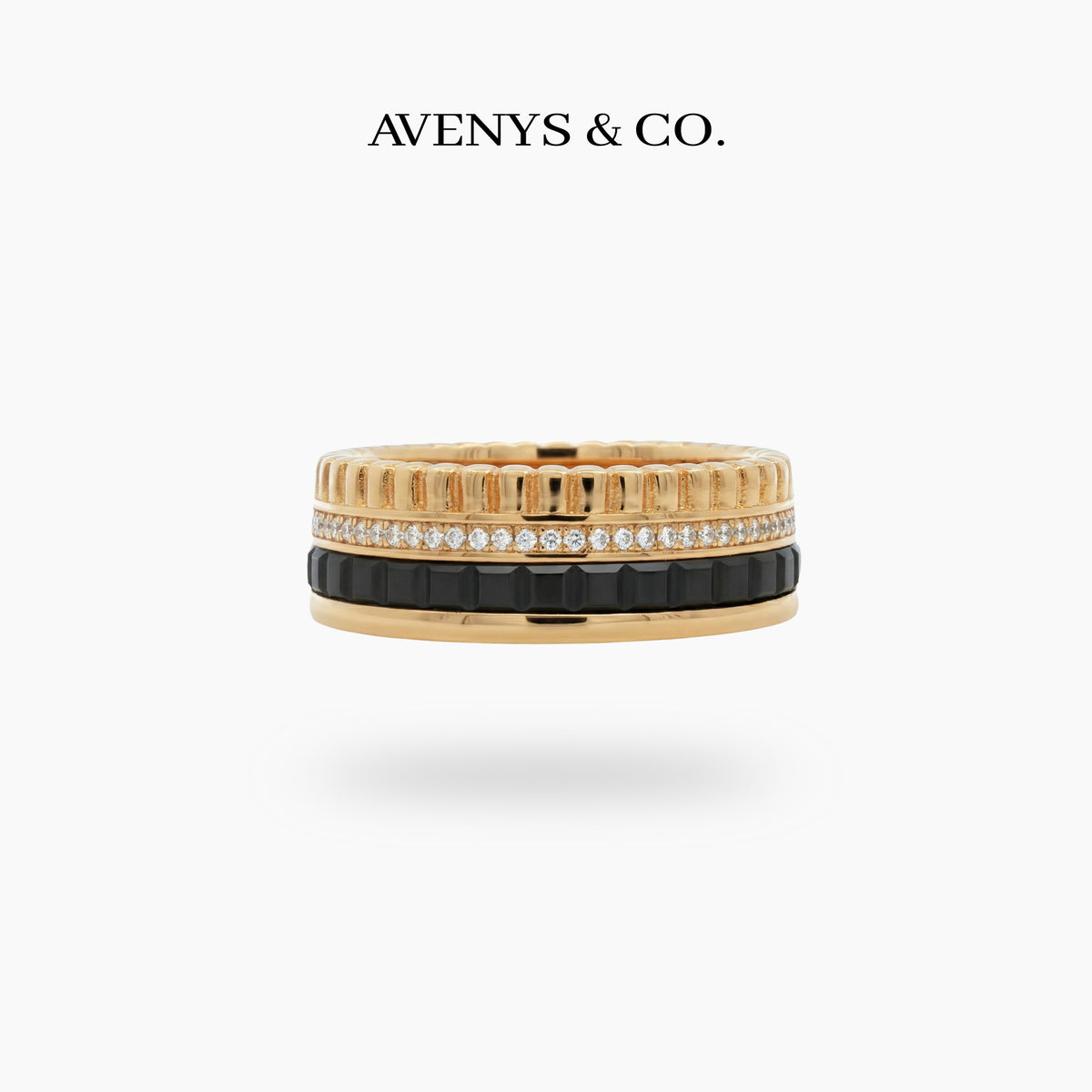 Quatre Ring with White Round Stone – on Yellow Gold