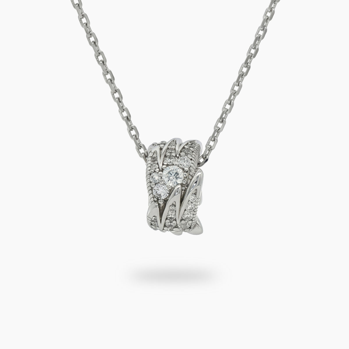 Birds Necklace with White Round Stone – on White Gold