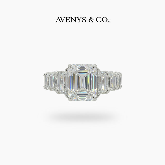 Princess Eternity Ring with White Radiant Stone – on White Gold