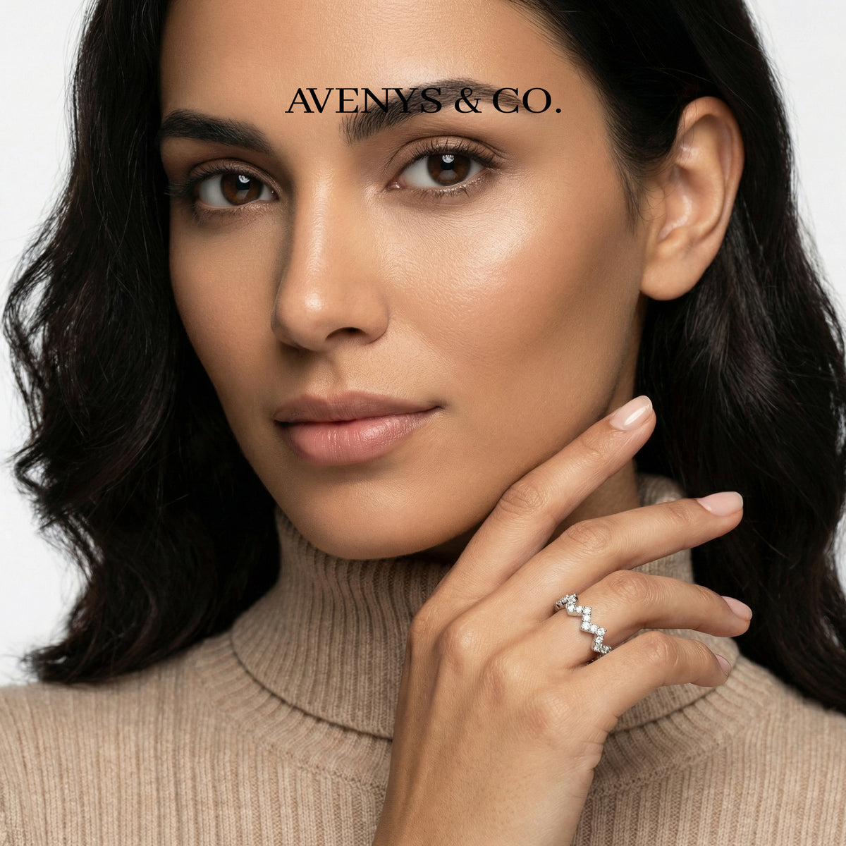 Summit Pave Ring with White Round Stone – on White Gold