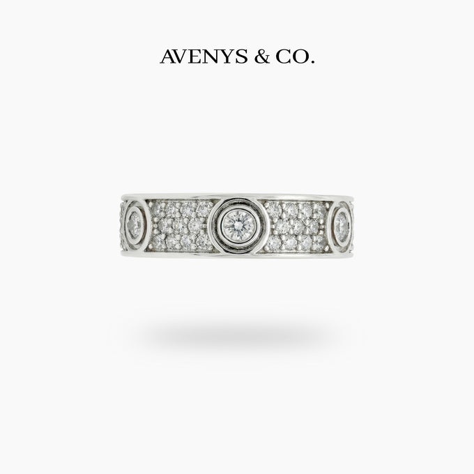 Halo Pave Diamond Ring with White Round Stone – on White Gold