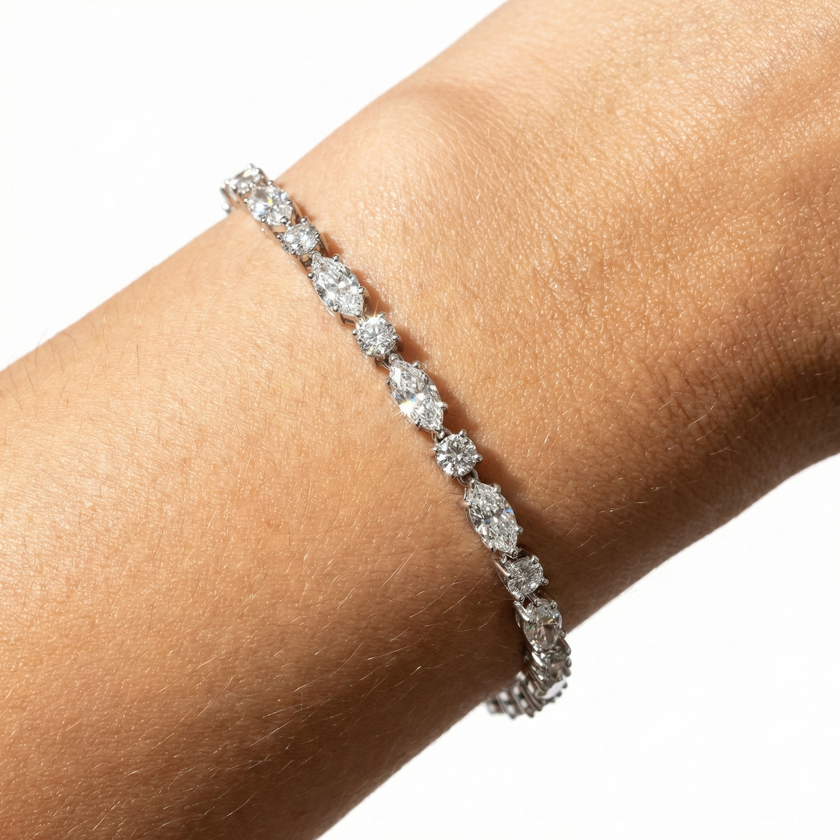 Oval-Cut Diamond Tennis Bracelet in White Gold