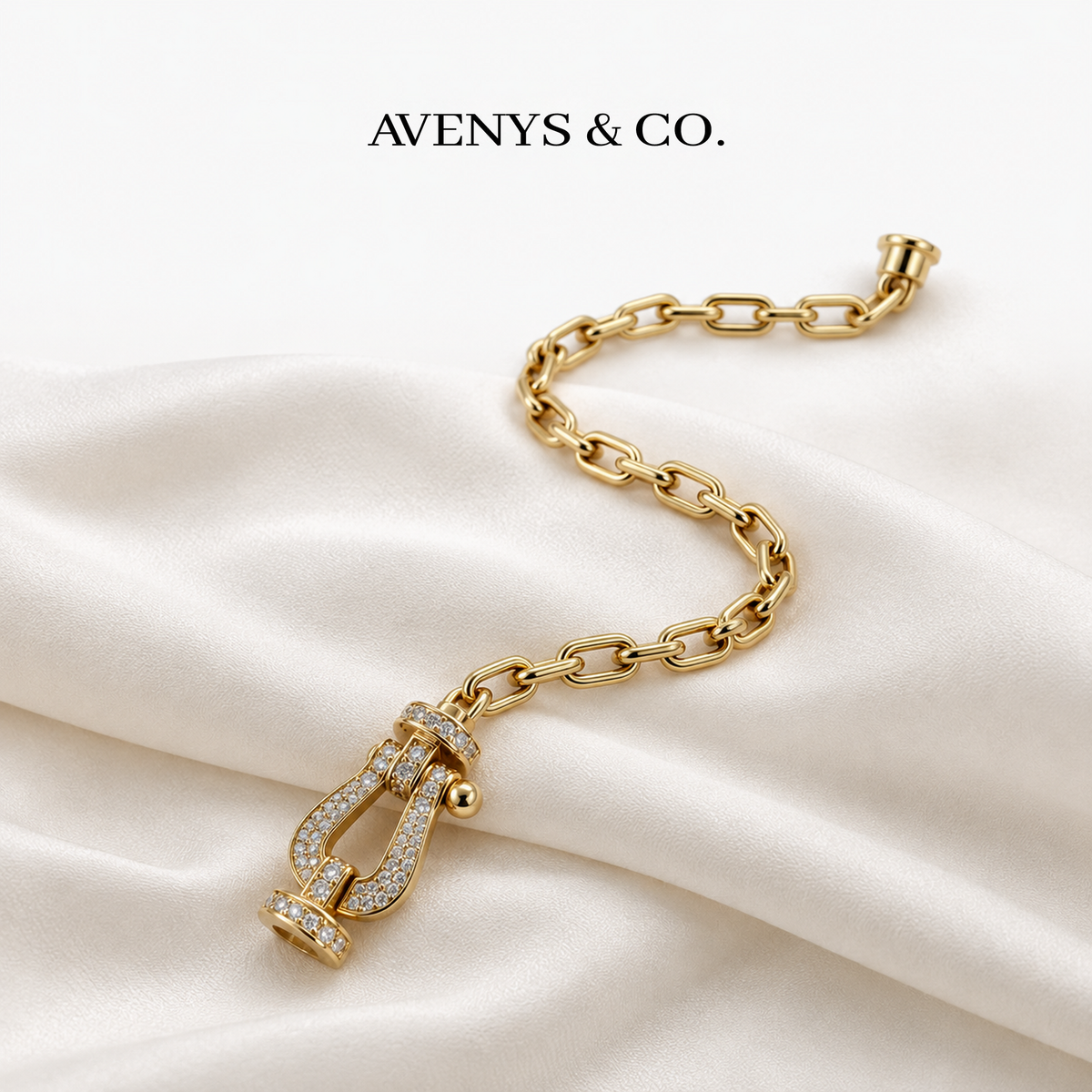 AV Anchor Chain Bracelet on Yellow Gold — lifestyle view