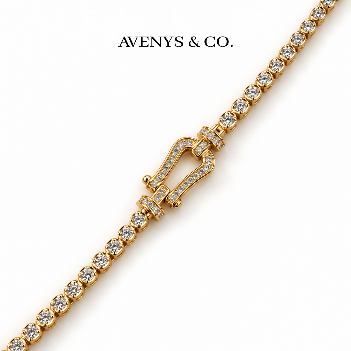 AV Anchor™ Tennis Bracelet - on Yellow Gold — Shackle motif detail