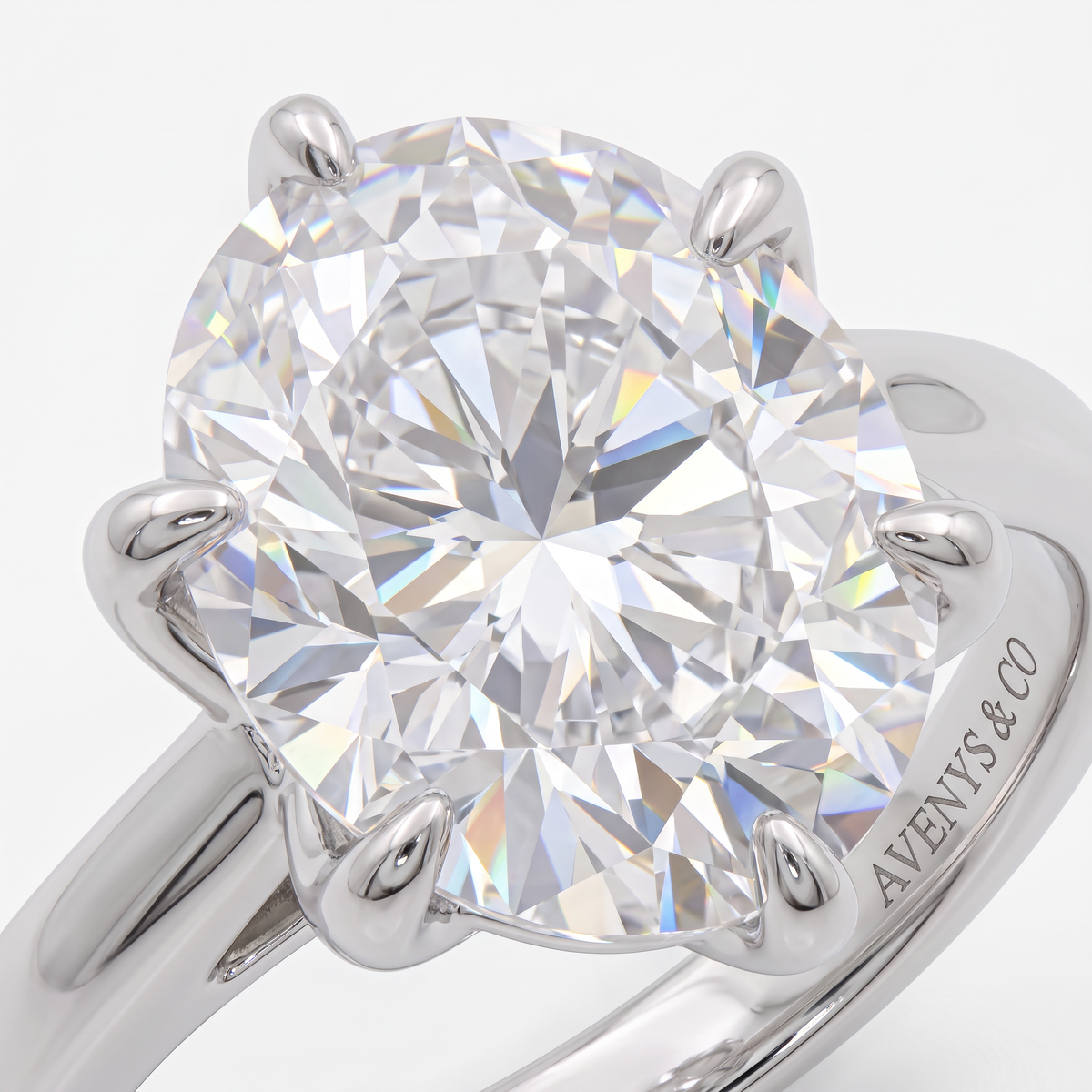 AV Floral™ Oval Solitaire Ring with White Oval Stone – on White Gold ... photo 4